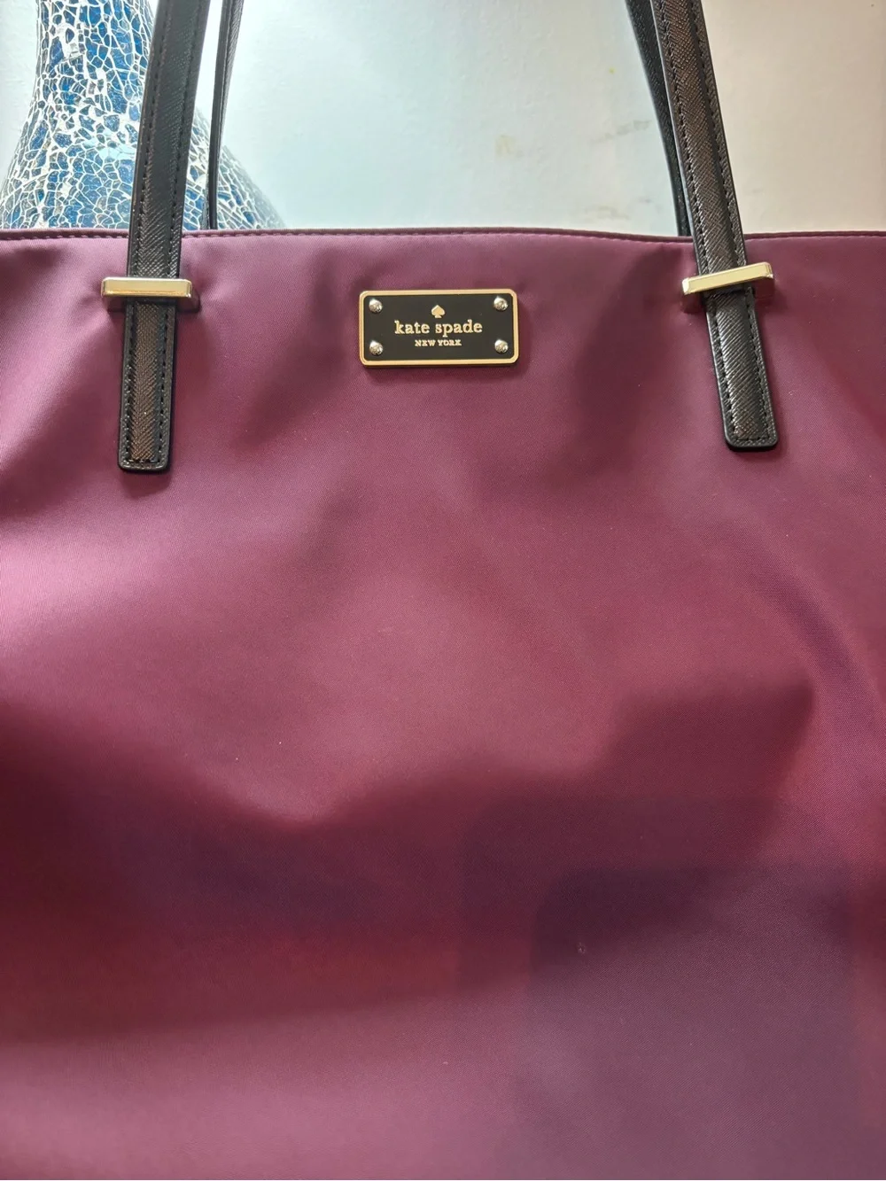 Kate Spade Wilson Road Margareta Tote Bag – Deep Plum Nylon w/ Matching Pouch
